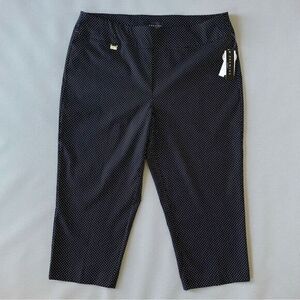 NWT Premise Bengaline Swiss Dot Black Pull-On Cropped Capri Dress Pants Sz 2X